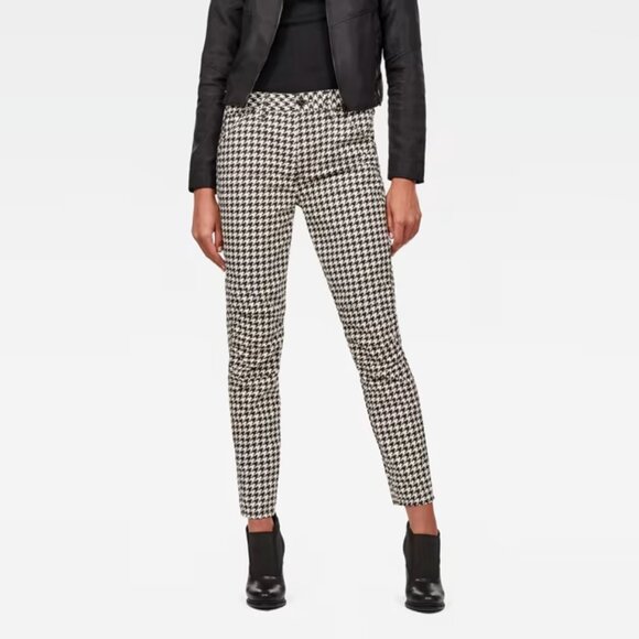 G-STAR Elwood 5622 3D Mid Waist Boyfriend Color Jeans Size 24 Houndstooth - Picture 1 of 7